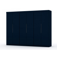 Manhattan Comfort 124GMC4 Mulberry 2.0 Modern 3 Sectional Wardrobe Closet with 6 Drawers - Set of 3 in Tatiana Midnight Blue